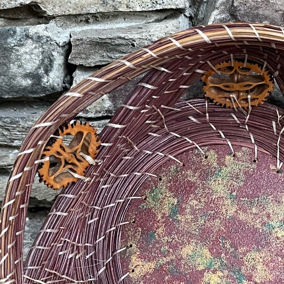 Pine Needle Handcrafted Bowl Walnuts Basket Artisan Rustic Cabin Lodge Nature - Picture 11 of 12